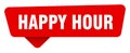 happy hour red sticker isolated on transpatent background. happy hour sign Royalty Free Stock Photo
