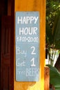Happy Hour sign board, Free Beers, Asia Royalty Free Stock Photo