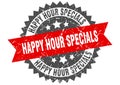 happy hour specials round grunge stamp. happy hour specials Royalty Free Stock Photo