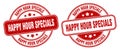 Happy hour specials stamp. happy hour specials label. round grunge sign Royalty Free Stock Photo