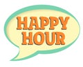 Happy hour vector sticker. Volume frame with shadow. Speech bubble in retro style. Royalty Free Stock Photo