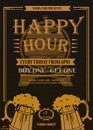 Happy Hours flyer, banner or template design with beer mug