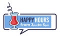 Happy hours from 3 pm to 5 pm restaurant banner