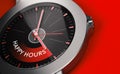 Happy hours watch over red background with copy space on the right side Royalty Free Stock Photo