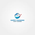 Happy house cleaning vector logo design