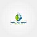 Happy house cleaning vector logo design template