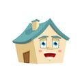 Happy House emotion isolated. lucky Home Cartoon Style. Building joyful Vector