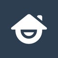 Happy house logo design, smiling home icon, real estate with smile symbol - Vector