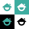 Happy house logo template, comedy club icon design, smile home symbol