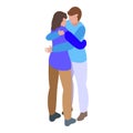 Happy hug icon isometric vector. People meeting outdoor Royalty Free Stock Photo