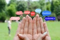 Happy human fingers suggesting feedback and communication concept Royalty Free Stock Photo