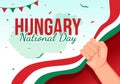 Happy Hungary National Day Vector Illustration on 15th of March with Hungary Flag in Flat Holiday Celebration Cartoon Background