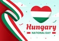 Happy Hungary National Day Vector Illustration on 15th of March with Hungary Flag in Flat Holiday Celebration Cartoon Background