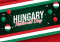 Happy Hungary National Day Vector Illustration on 15th of March with Hungary Flag in Flat Holiday Celebration Cartoon Background