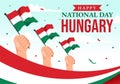 Happy Hungary National Day Vector Illustration on 15th of March with Hungary Flag in Flat Holiday Celebration Cartoon Background