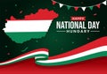 Happy Hungary National Day Vector Illustration on 15th of March with Hungary Flag in Flat Holiday Celebration Cartoon Background