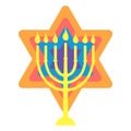 Happy Hunukkah menorah and David star icon vector illustration