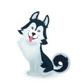 Happy husky puppy, cartoon dog character design