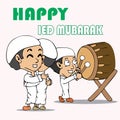 Happy ied mubarak cartoon