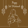 happy ied mubarak line art