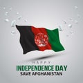 Happy independence day Afghanistan. 3d flag with flying pigeon. vector illustration design Royalty Free Stock Photo