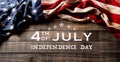 Happy Independence Day. American flags against old wooden background. July 4