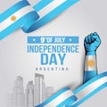 Happy independence day Argentina 9th of July. vector illustration of Argentina man with flag. poster, banner , template design Royalty Free Stock Photo