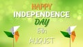 Happy independence day on 15 of the August illustration on green blur background