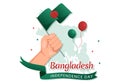 Happy Independence Day of Bangladesh on March 26th Illustration with Waving Flag and Victory Holiday in Flat Hand Drawn