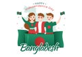 Happy Independence Day of Bangladesh on March 26th Illustration with Waving Flag and Victory Holiday in Flat Hand Drawn