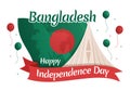 Happy Independence Day of Bangladesh on March 26th Illustration with Waving Flag and Victory Holiday in Flat Hand Drawn