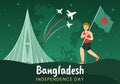 Happy Independence Day of Bangladesh on March 26th Illustration with Waving Flag and Victory Holiday in Flat Hand Drawn
