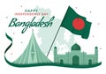 Happy Independence Day of Bangladesh on March 26th Illustration with Waving Flag and Victory Holiday in Flat Hand Drawn