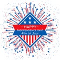 Happy Independence Day banner template. Vector 4th July background with USA flag color firework Royalty Free Stock Photo