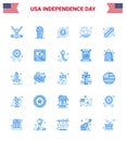 Happy Independence Day 25 Blues Icon Pack for Web and Print american; yummy; american; round; badge Royalty Free Stock Photo