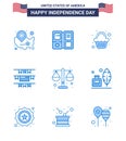 Happy Independence Day 9 Blues Icon Pack for Web and Print justice; american; star; party decoration; celebration