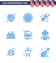 Happy Independence Day 9 Blues Icon Pack for Web and Print slot; casino; festivity; parade; instrument