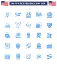 Happy Independence Day 25 Blues Icon Pack for Web and Print usa; landmark; envelope; golden; bridge