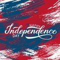 Happy Independence Day calligraphy hand lettering on brush stroke background. 4th of July celebration poster. Easy to edit vector Royalty Free Stock Photo