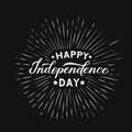 Happy Independence Day calligraphy hand lettering with fireworks. 4th of July retro celebration poster vector illustration. Easy Royalty Free Stock Photo