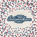 Happy Independence Day calligraphy hand lettering isolated on white. 4th of July celebration poster vector illustration. Easy to Royalty Free Stock Photo