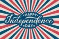 Happy Independence Day calligraphy lettering. 4th of July Retro patriotic background in colors of flag of USA. Easy to edit vector Royalty Free Stock Photo