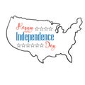 Happy independence day card. Silhouette map united states of america Royalty Free Stock Photo
