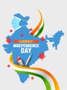 Happy independence day. Coronavirus concept poster. India will fight against Covid-19 social media post. Vector Illustration