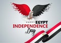 Happy independence day Egypt. flying dove with Egyptian flag. vector illustration design Royalty Free Stock Photo