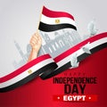 Happy independence day Egypt. hands holding with Egyptian flag. vector illustration design Royalty Free Stock Photo