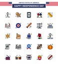 Happy Independence Day 25 Flat Filled Lines Icon Pack for Web and Print hotdog; american; mobile; cream; icecream