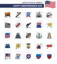 Happy Independence Day 25 Flat Filled Lines Icon Pack for Web and Print landmark; building; sports; place; star