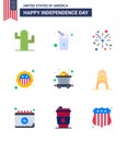 Happy Independence Day 9 Flats Icon Pack for Web and Print mine; flag; firework; badge; american