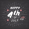 Happy Independence Day, fourth of july, Vintage USA greeting card, United States of America celebration. Hand lettering, american Royalty Free Stock Photo